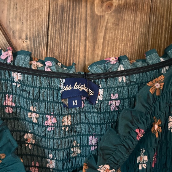 Modcloth Princess Highway green flowers floral dress UK 14/ US 10 NWT smocked - Picture 4 of 6